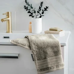 Serviette de bain coton bio (30 x 50 cm) Méline Gris argile