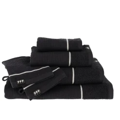 Serviette de bain coton nid d'abeille (70 x 130 cm) Japandi Noir