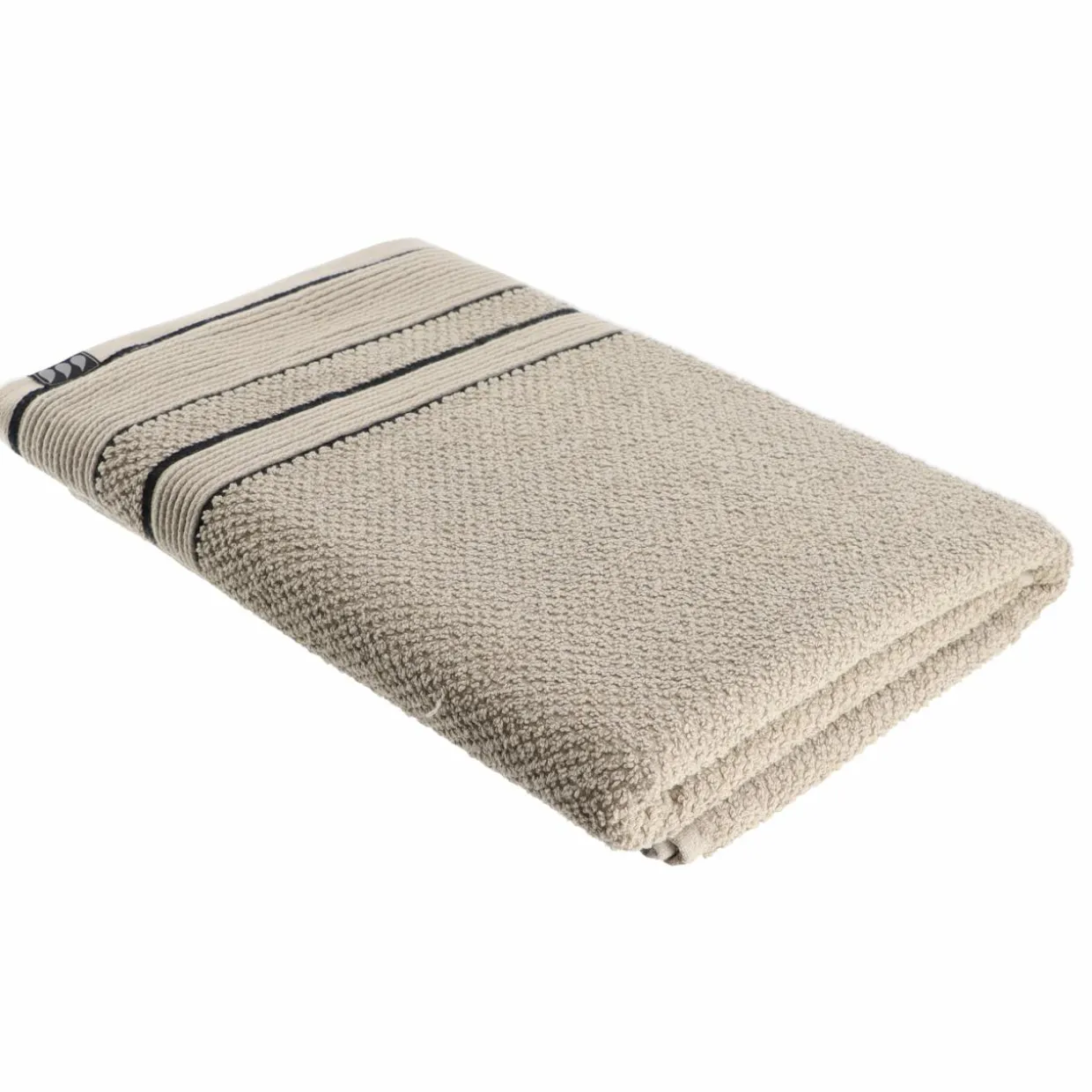 Serviette de bain coton (70 x 130 cm) Black Line Gris ficelle / noir