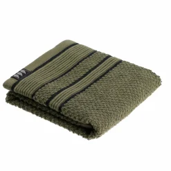 Serviette de bain coton (30 x 50 cm) Black Line Vert kaki / noir