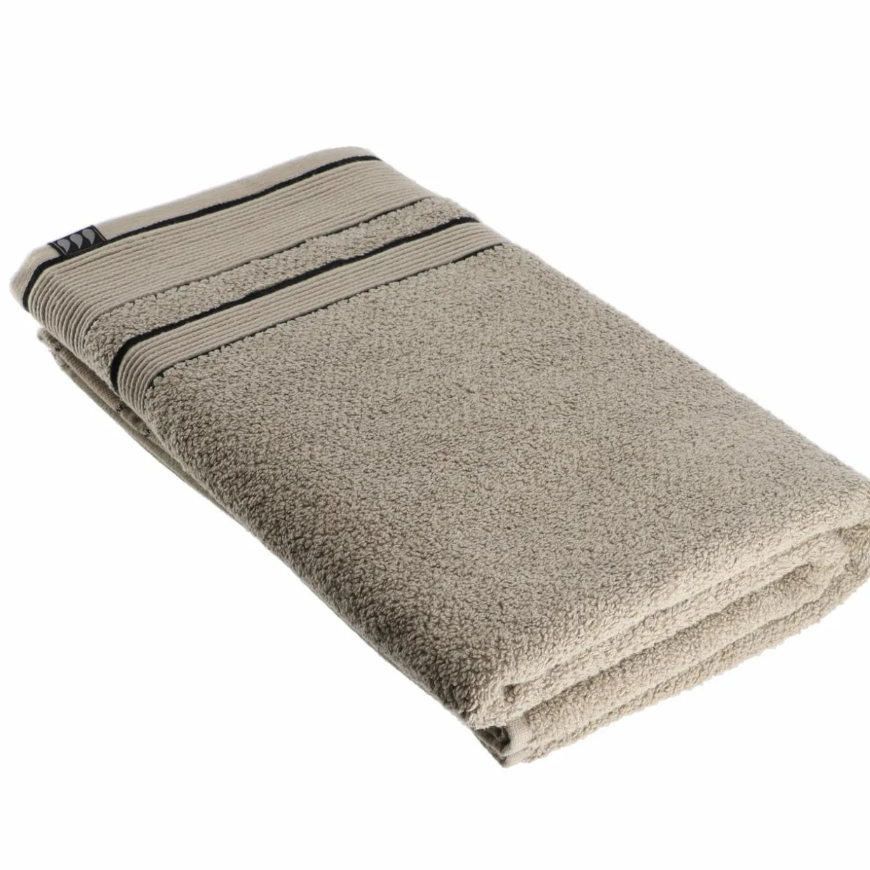 Serviette de bain coton (90 x 150 cm) Black Line Gris ficelle / noir