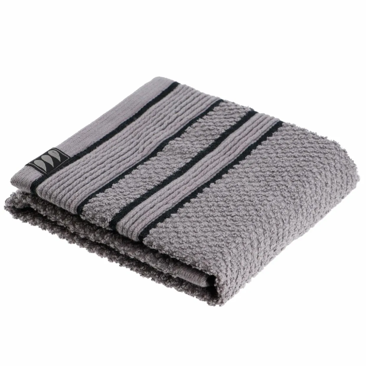 Serviette de bain coton (30 x 50 cm) Black Line Gris / noir