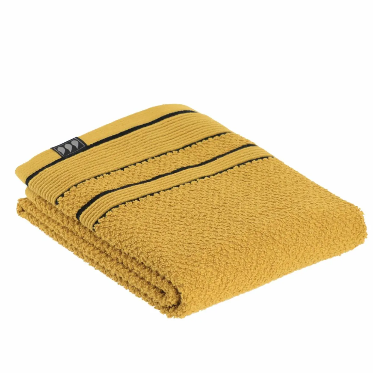 Serviette de bain coton (50 x 90 cm) Black Line Jaune ocre / noir