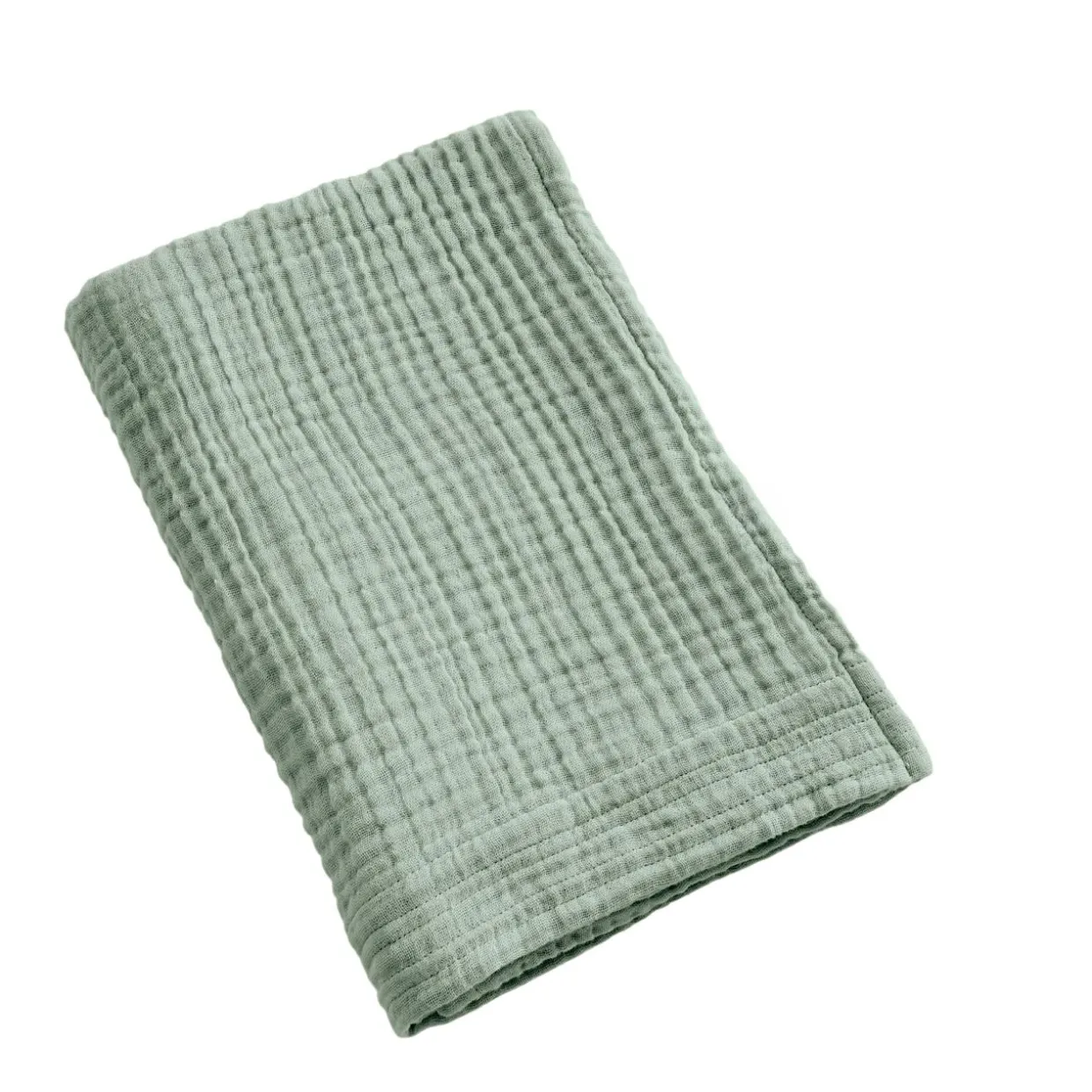 Serviette de bain gaze de coton (50 x 90 cm) Gaïa Vert eucalyptus