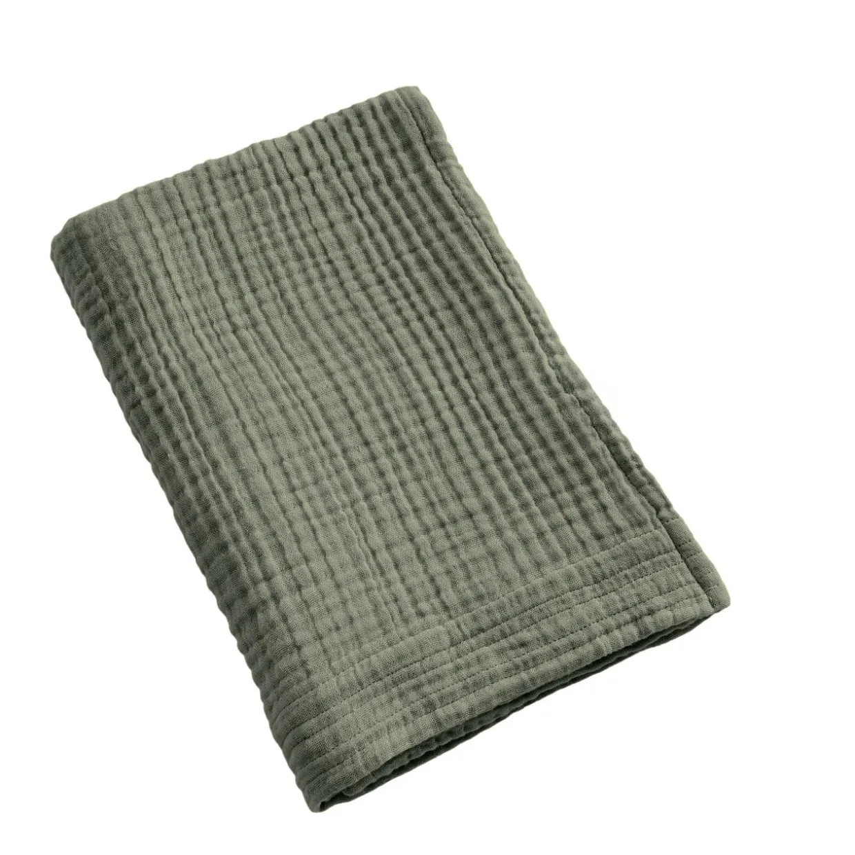 Serviette de bain gaze de coton (70 x 130 cm) Gaïa Vert romarin