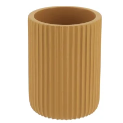 Set d'accessoires salle de bain résine Strié Jaune moutarde