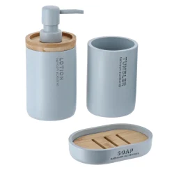 Set d'accessoires salle de bain Purebamboo Bleu clair