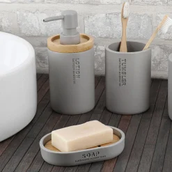Set d'accessoires salle de bain Purebamboo Gris clair