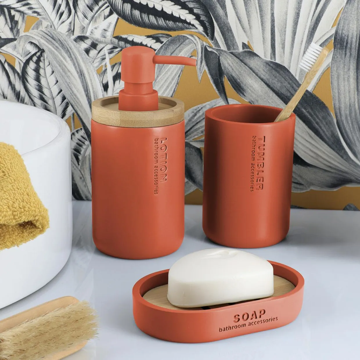 Set d'accessoires salle de bain Purebamboo Terracotta