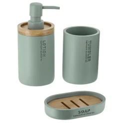 Set d'accessoires salle de bain Purebamboo Vert eucalyptus