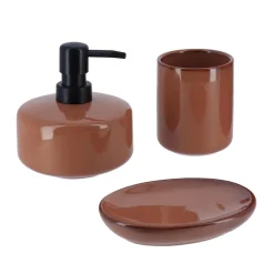 Set d'accessoires salle de bain grès laqué Season color Ambre