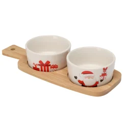 Set à tapas 2 bols (10 x 25 cm) Père Noël et cadeaux Rouge