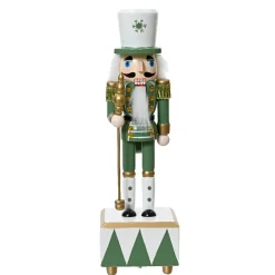 Soldat Casse-noisette Musical en bois (H30 cm) Edouard Impérial Vert et blanc