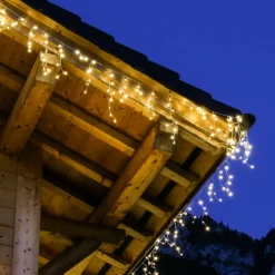 Stalactite lumineuse 20 m 490 LED câble blanc Stars Blanc chaud