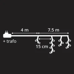 Stalactite lumineuse 7,50 m 175 LED câble transparent Multicolore