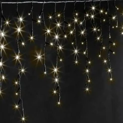 Stalactite lumineuse 20 m 490 LED câble noir Stars Blanc chaud