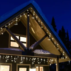 Stalactite lumineuse 11 m 259 LED câble noir Stars Blanc chaud