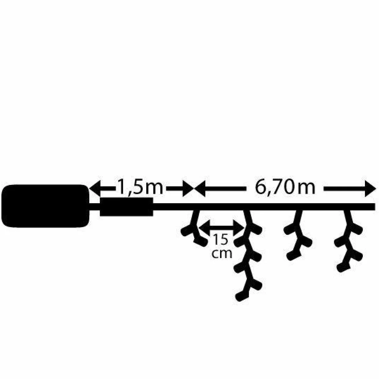 Stalactite lumineuse à piles 7 m 192 LED Durawise Blanc froid