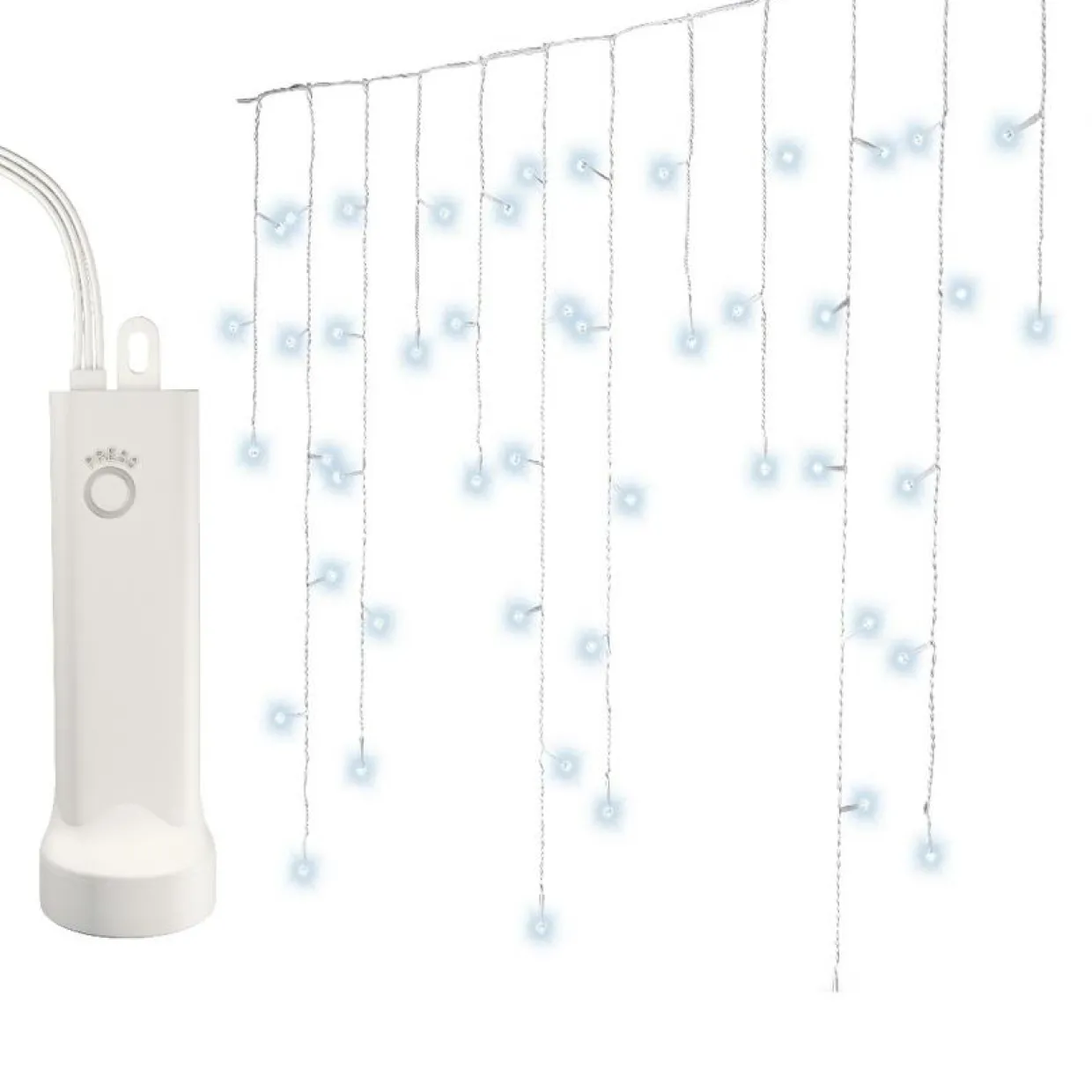 Stalactite lumineuse à piles 14 m 384 LED câble blanc Durawise Blanc froid