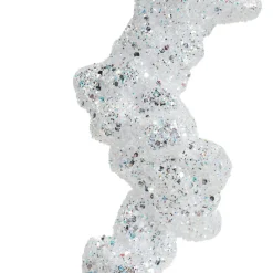 Stalactite à suspendre (H25 cm) Glace Blanc pailleté