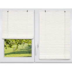 Store enrouleur extérieur effet rotin (150 x 180 cm) Tanoa Blanc