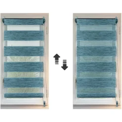 Store enrouleur Jour / Nuit (60 x 180 cm) Bleu chiné