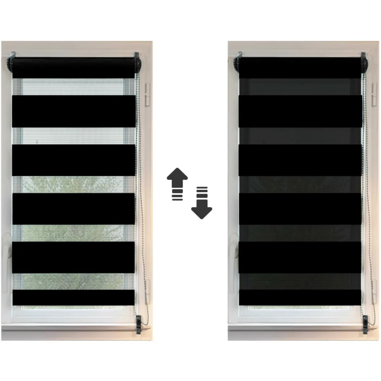 Store enrouleur Jour / Nuit (60 x 180 cm) Noir