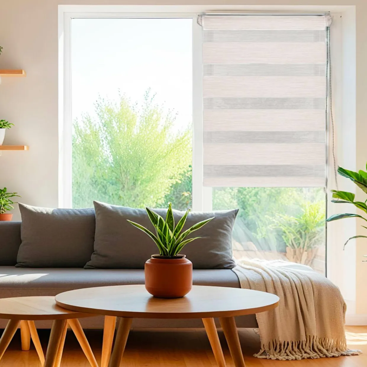 Store enrouleur Jour / Nuit (75 x 250 cm) Beige chiné