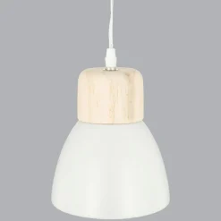 Suspension bois et métal (D15 cm) Break Blanche