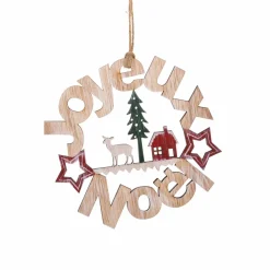 Suspension Couronne (H15 cm) Joyeux Noël Naturel