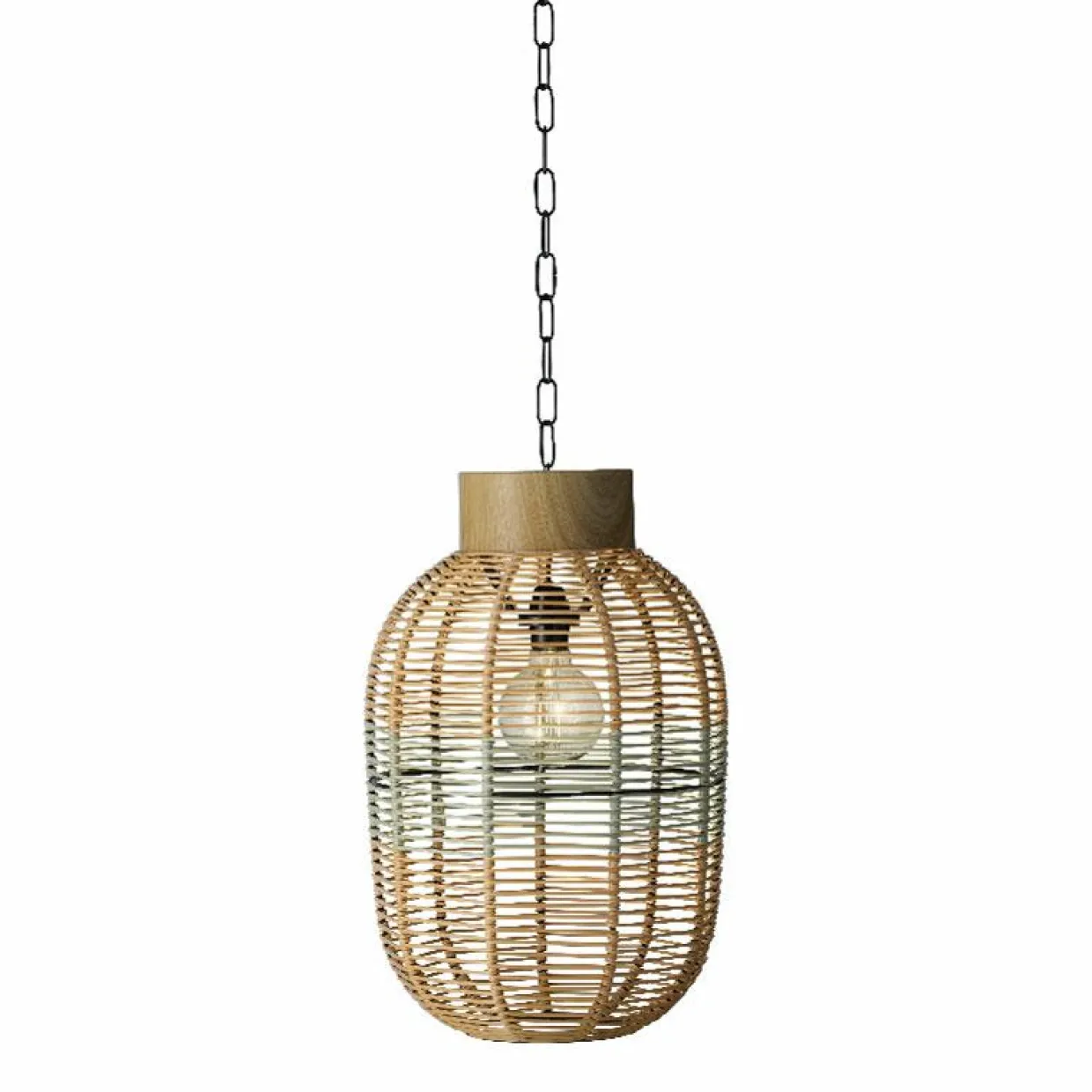 Suspension de jardin solaire résine tressée LED (D27 cm) Toscane Vert