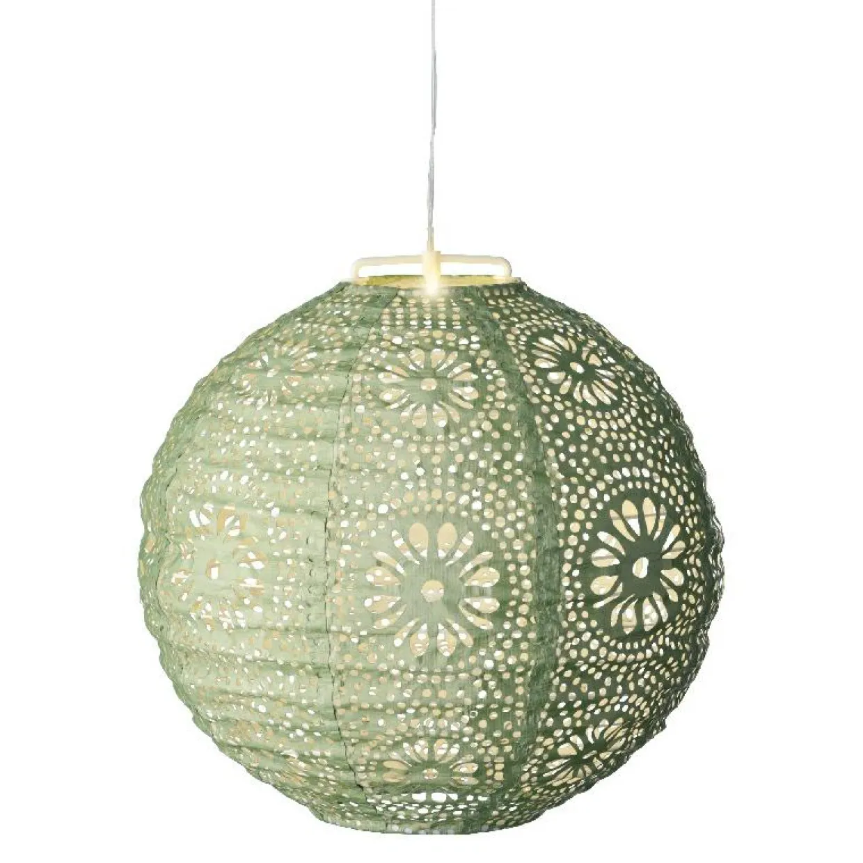 Suspension de jardin solaire (H23 cm) Lanterne ajourée Verte