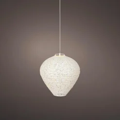 Suspension de jardin solaire (H28 cm) Lanterne ajourée Blanche