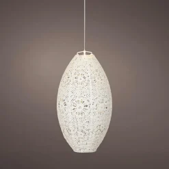 Suspension de jardin solaire (H38 cm) Lanterne ajourée Blanche