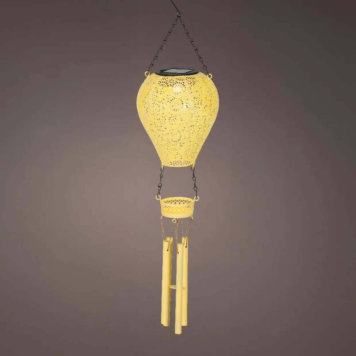 Suspension de jardin solaire LED (H56 cm) Montgolfière Jaune
