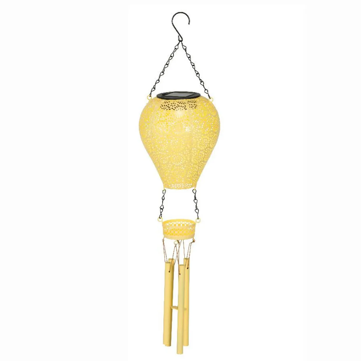 Suspension de jardin solaire LED (H56 cm) Montgolfière Jaune