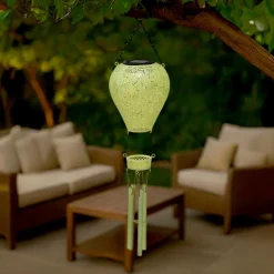 Suspension de jardin solaire LED (H56 cm) Montgolfière Verte