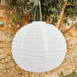 Suspension de jardin solaire (H35 cm) Lanterne chinoise Blanche