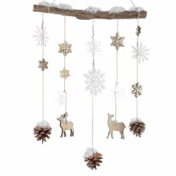 Suspension de Noël en bois (H75 cm) Floconet enneigé