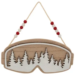 Suspension de Noël en bois (H16 cm) Masque de ski Naturel