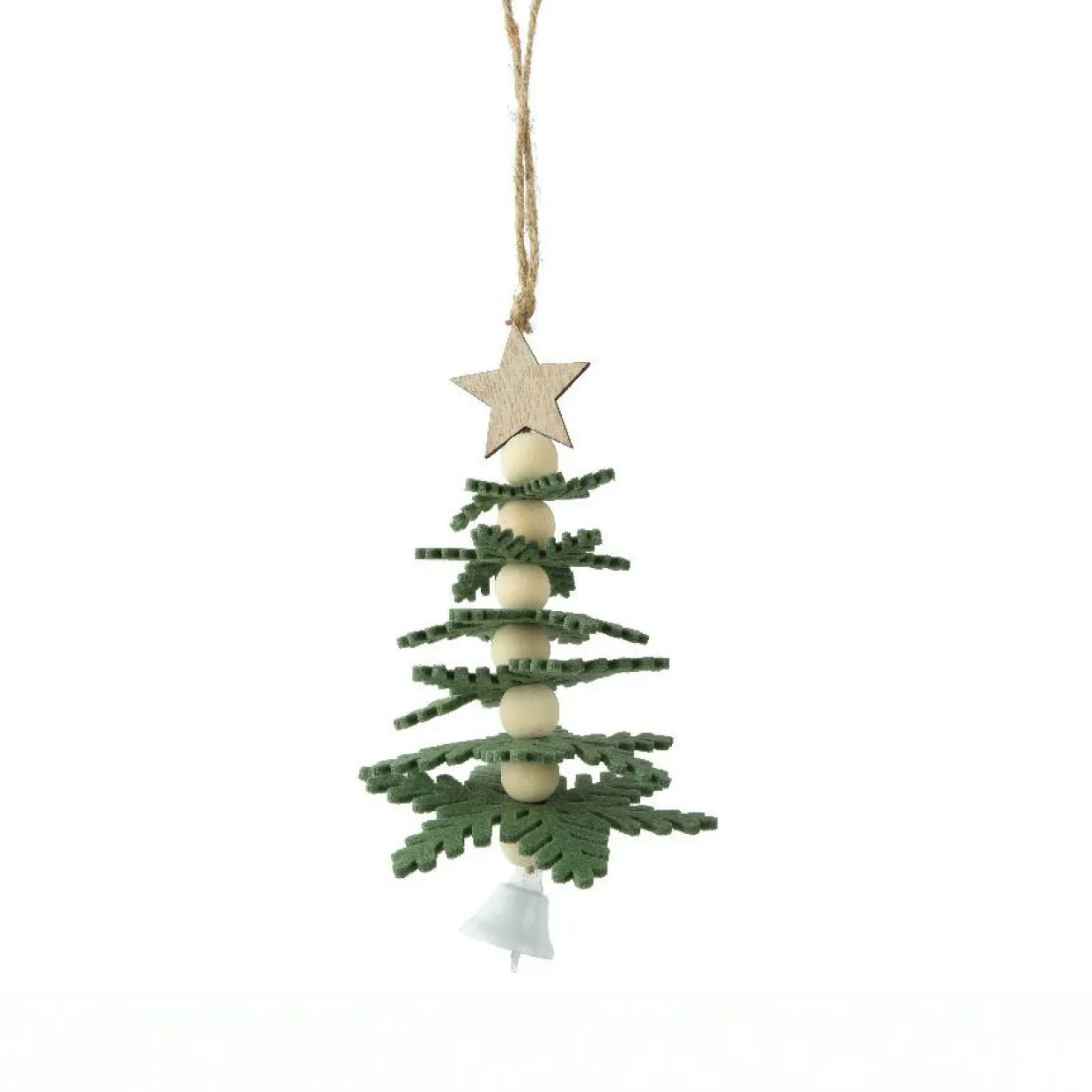 Suspension de Noël en feutrine (H17 cm) Sapin enchanté Vert sapin
