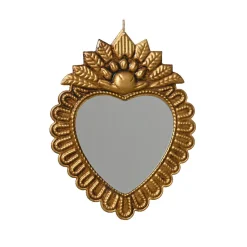 Suspension de Noël en métal (H20 cm) Miroir Exvoto Doré