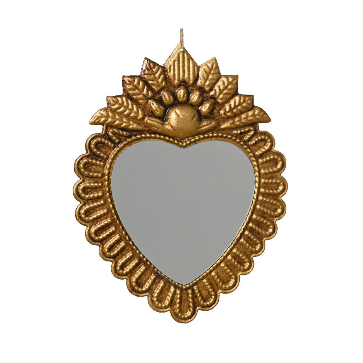 Suspension de Noël en métal (H20 cm) Miroir Exvoto Doré