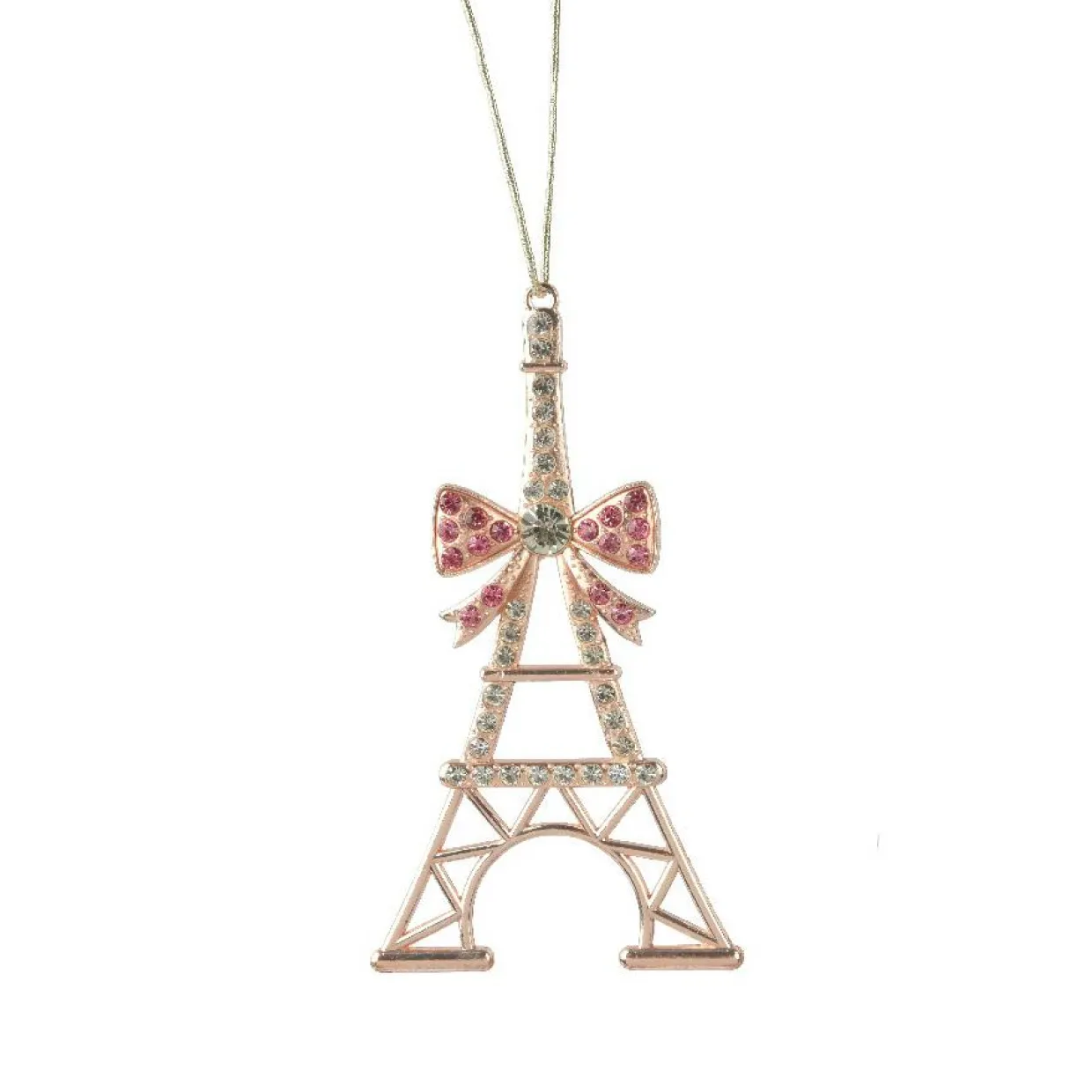 Suspension de Noël en métal (H11 cm) Tour Eiffel strass dorée