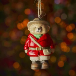 Suspension de Noël en terre cuite (H9 cm) Petit Ours Rouge