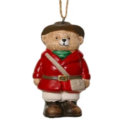 Suspension de Noël en terre cuite (H9 cm) Petit Ours Rouge