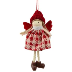 Suspension de Noël (H13 cm) Ange Isy Rouge