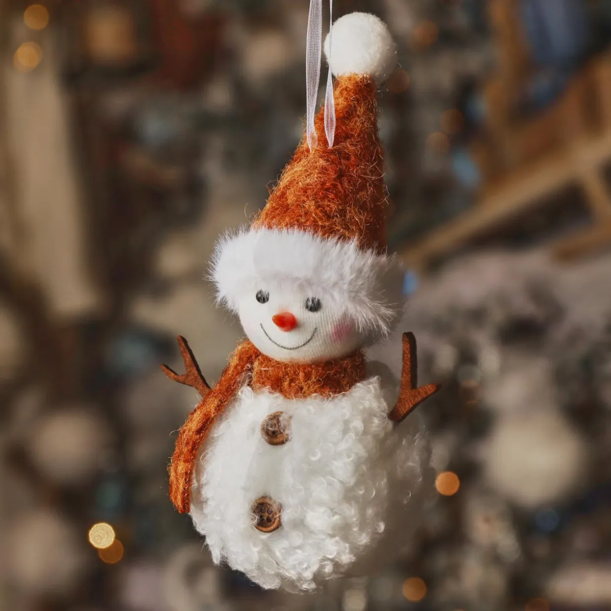 Suspension de Noël (H13 cm) Bonhomme de neige Glacy Camel