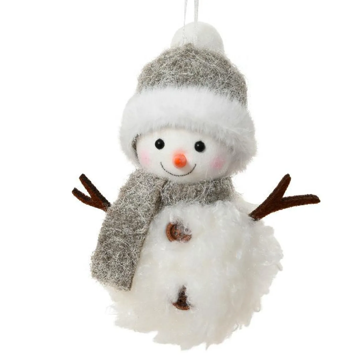 Suspension de Noël (H13 cm) Bonhomme de neige Glacy Gris