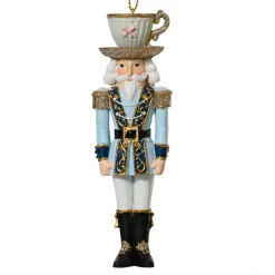 Suspension de Noël (H12 cm) Casse-noisette Tea time Bleu et blanc